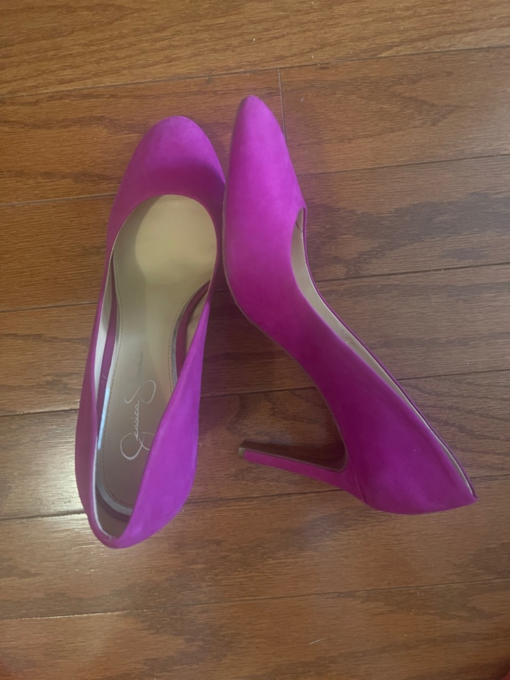Jessica Simpson Women's Fuchsia Suede Pointed-Toe High Heels